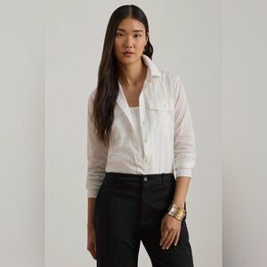 Ralph Lauren Exclusive Off White 100% Silk Button Down Shirt
